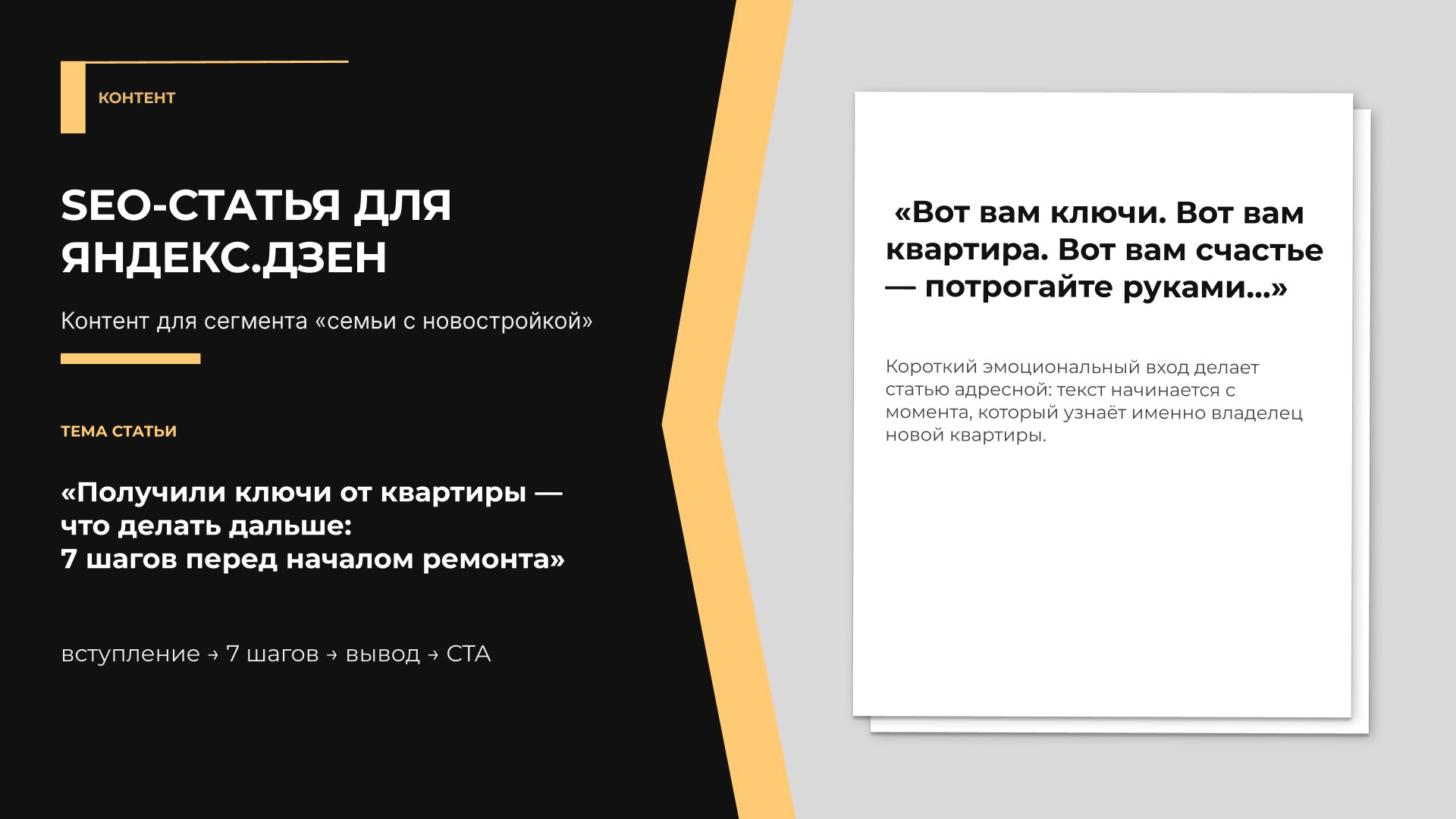 Слайд с SEO-статьёй